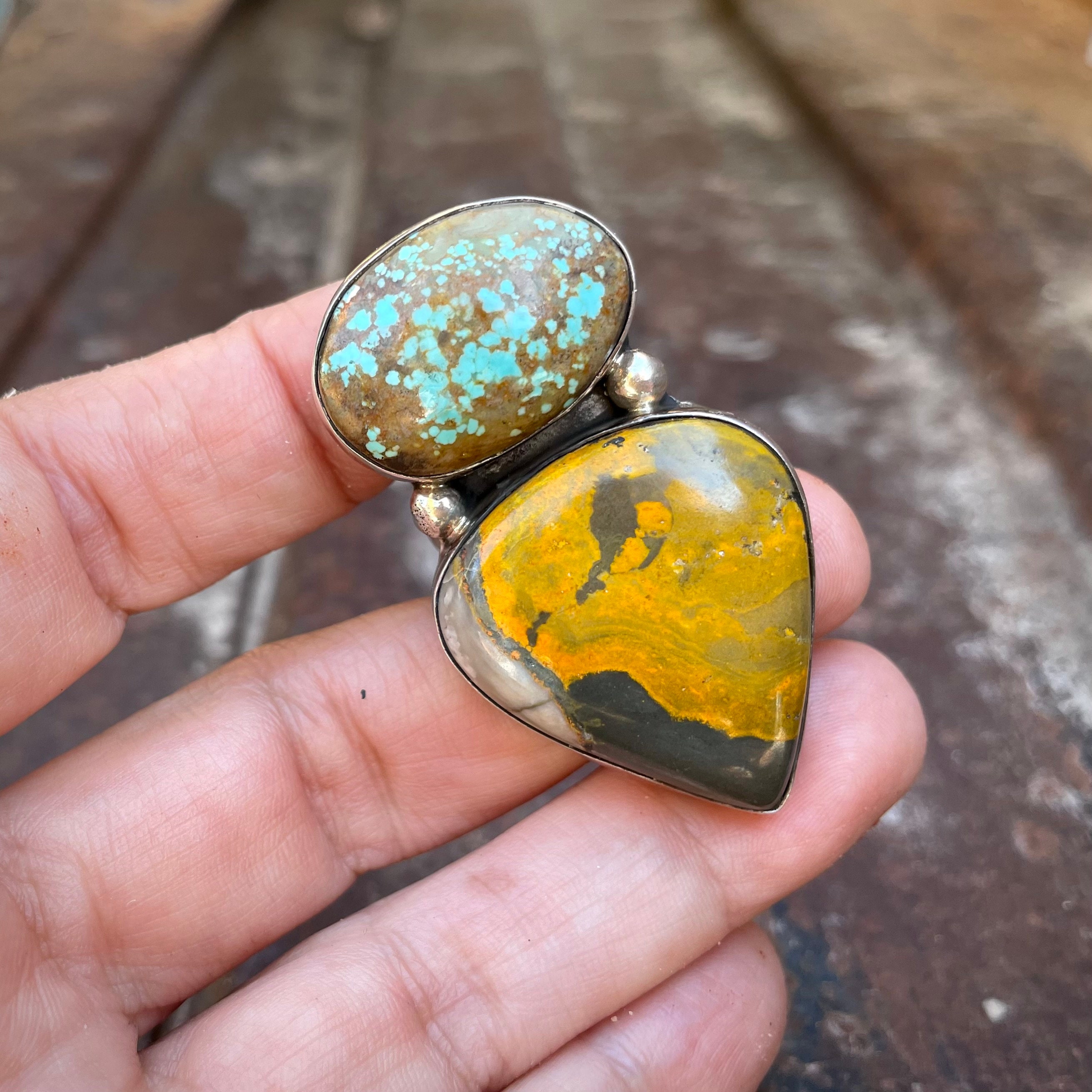 Massive San Felipe Bumble Bee Jasper Sterling Silver Ring Massive San Felipe Bumble Bee Jasper Sterling Silver Ring