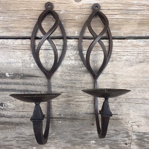 Pair of Wall Mounted Mexican Wrought Iron Candle Holders, Rustic Sconces, Mexican Decor Candelabras, Metal Candleholder, Southwestern Home