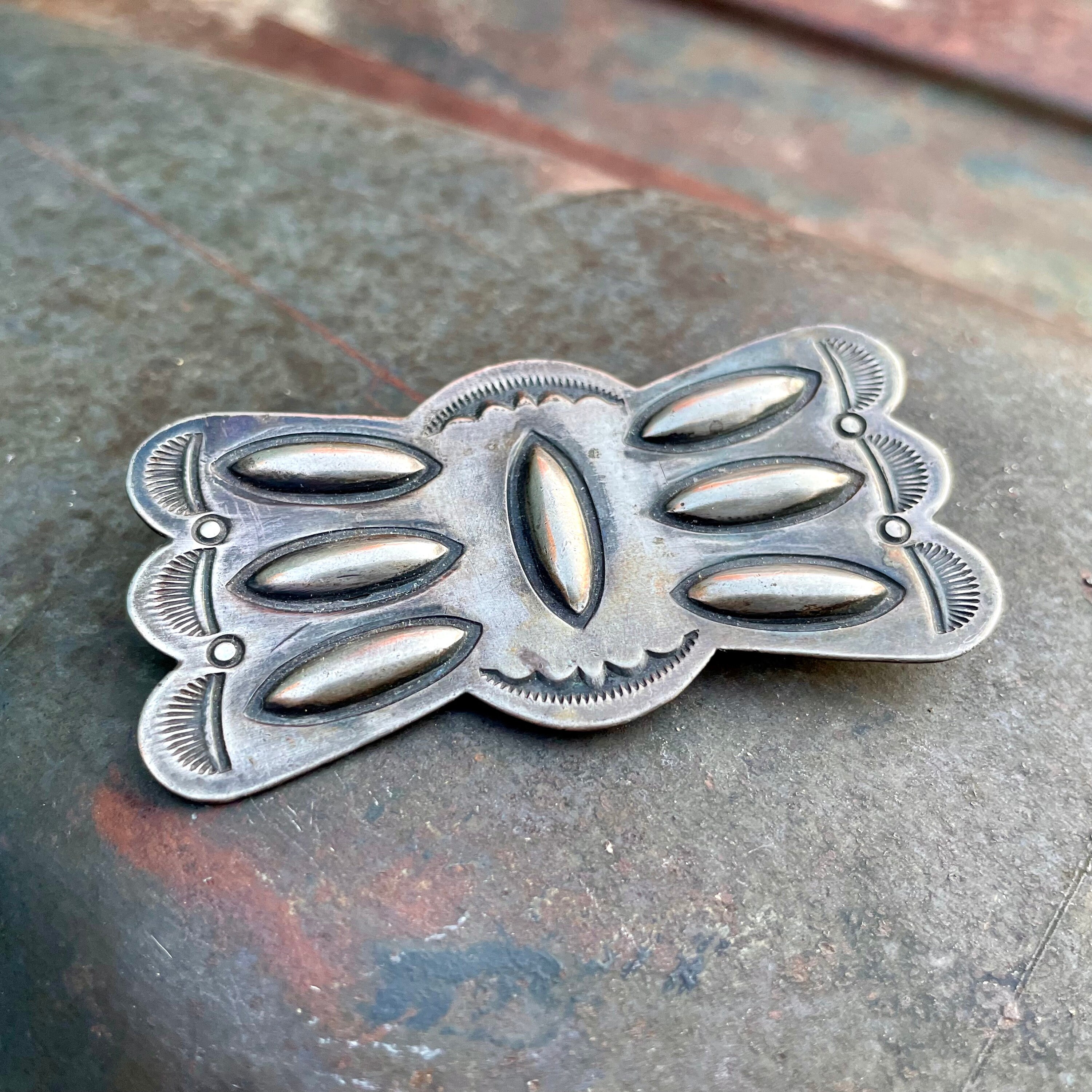 Butterfly Conchos!!! Native American Navajo Sterling Silver Repoussed Bracelet Butterfly Conchos!!! Native American Navajo Sterling Silver Repoussed Bracelet