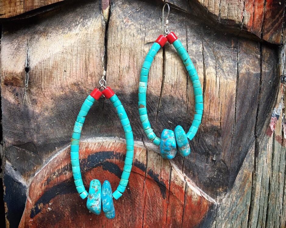 Quality Vintage Navajo / Santo Domingo Turquoise Jacla Nugget Necklace Old Quality Vintage Navajo / Santo Domingo Turquoise Jacla Nugget Necklace Old