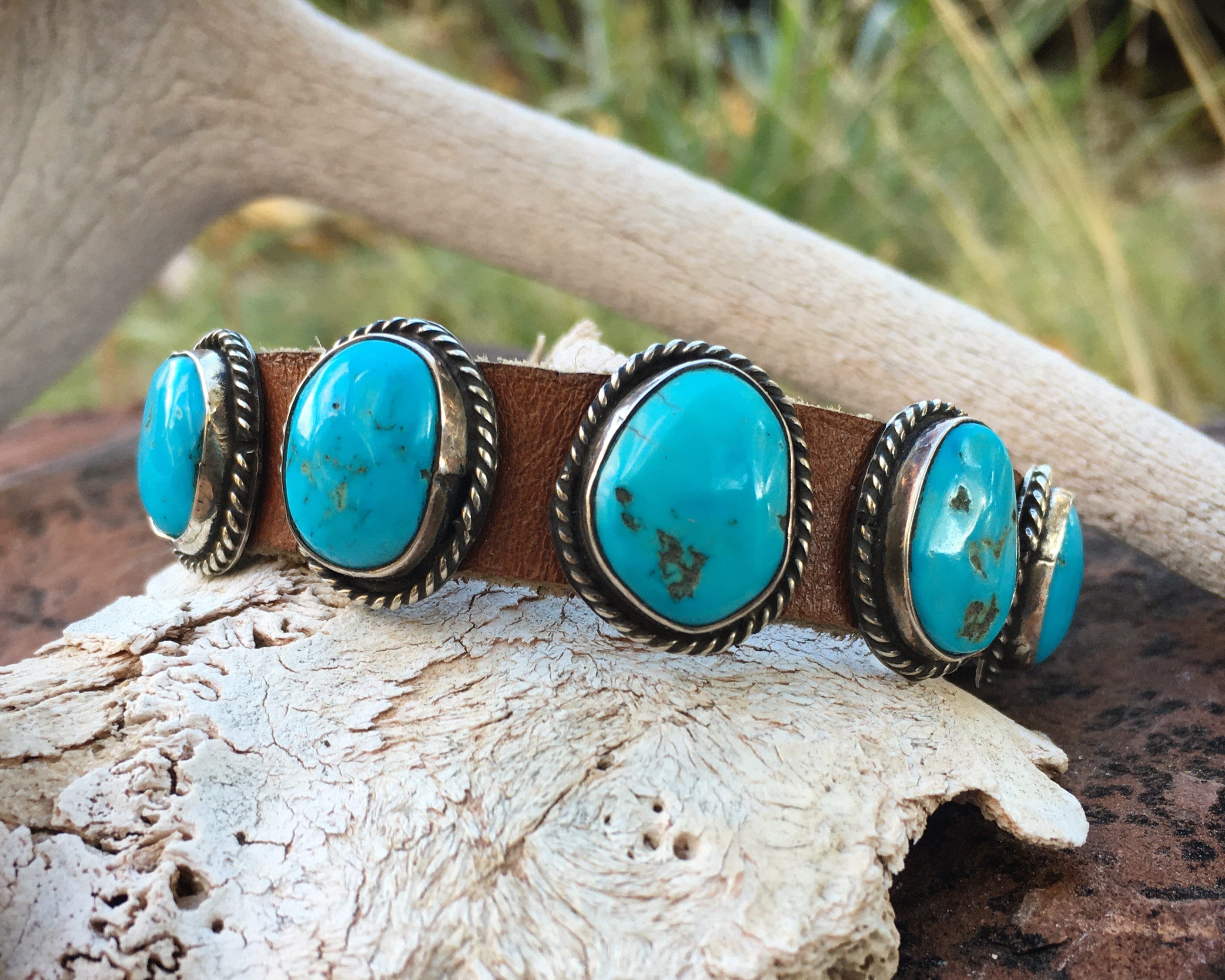 Turquoise Stone Sterling Silver Bracelets for Men for sale | eBay