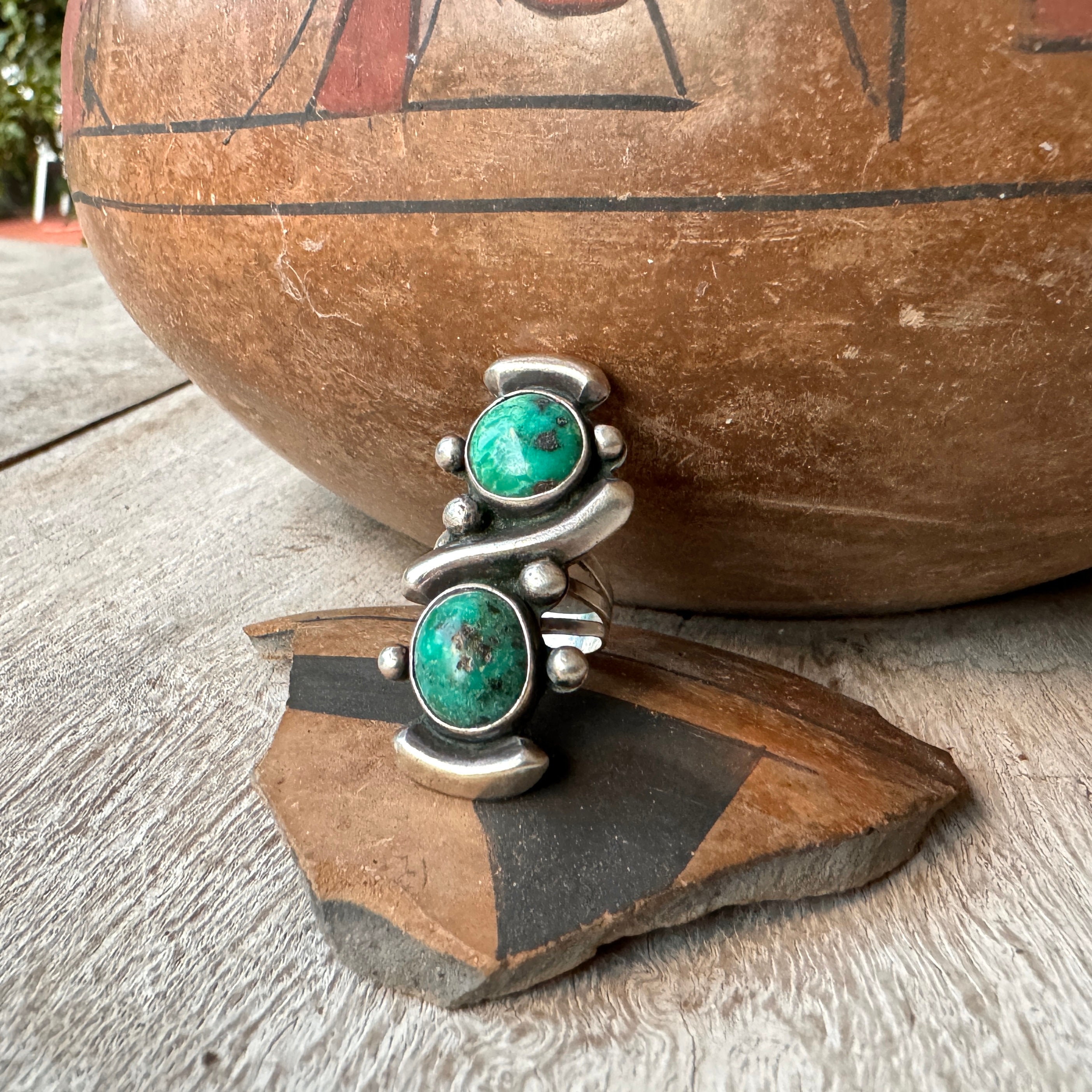 Rare Double Technique Vintage Native American Navajo Green Turquoise Sterling Silver Bracelet Rare Double Technique Vintage Native American Navajo Green Turquoise Sterling Silver Bracelet