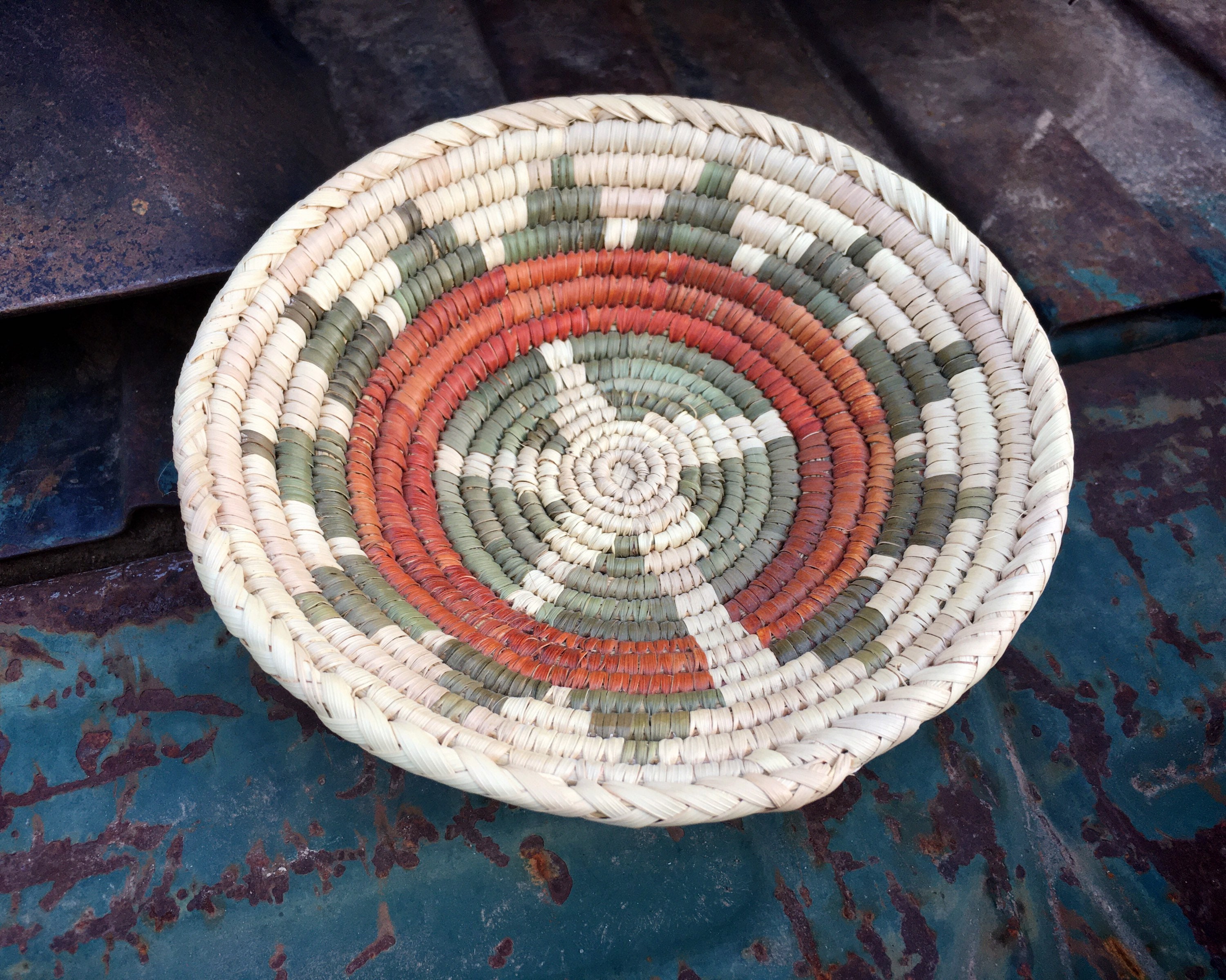 Hand Coiled Basket & Stand 12.25 (b6) - Mission Del Rey Southwest