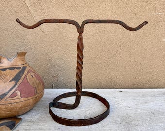 Forged Iron Jewelry Display Tree 10" Tall, For Bangles Rings Link Bracelets