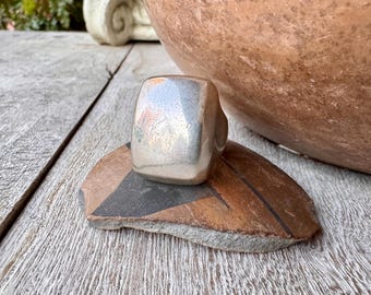 Vintage Zina Modernist Sterling Silver Signet Ring Approx Size 7.75