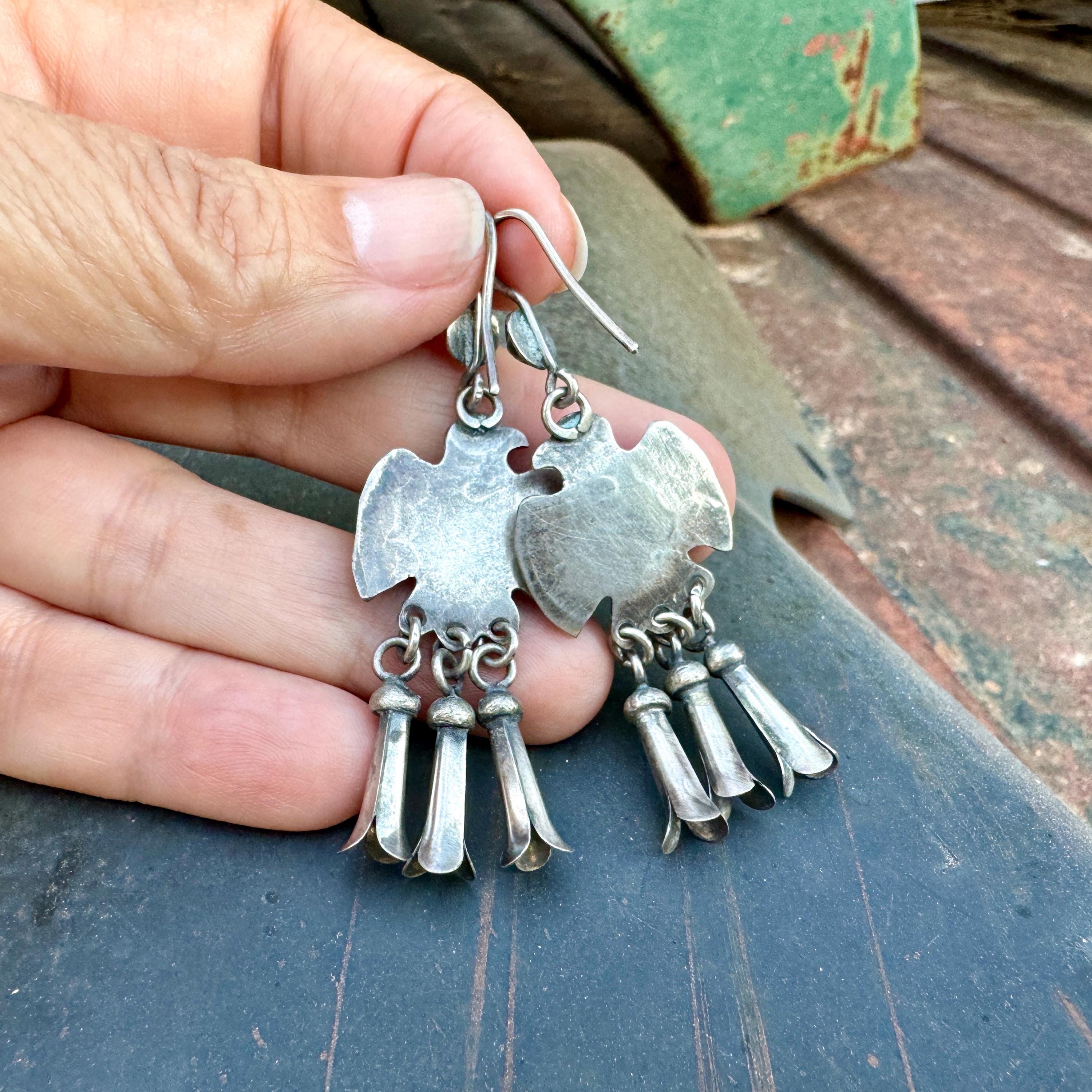 Vintage Thunderbird Dangle Earrings in Fred Harvey Style Vintage Thunderbird Dangle Earrings in Fred Harvey Style