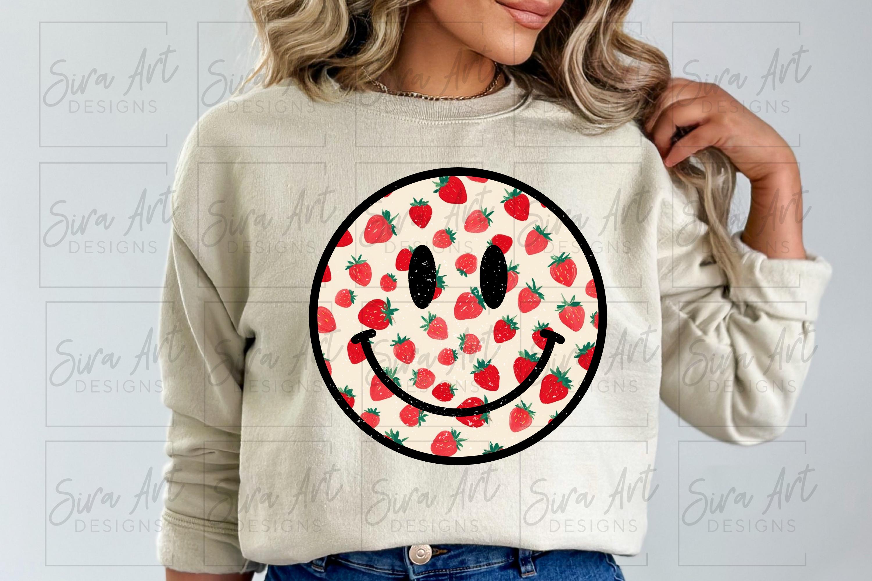 Retro Berry Smile Face PNG Bundle, Happy Smiley Faces Distressed ...