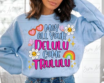 Que todos os seus delírios se tornem realidade PNG, design moderno e feminino para manifestação.