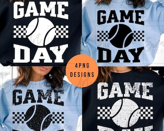 Game Day Tennis PNG Bundle, Distressed Retro Sports Design