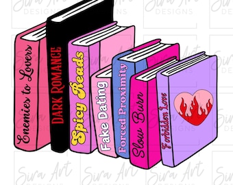 Romantasy Books PNG, Spicy Romance Reader Design, Girl Bookish Clipart, Vijanden voorlezen aan geliefden