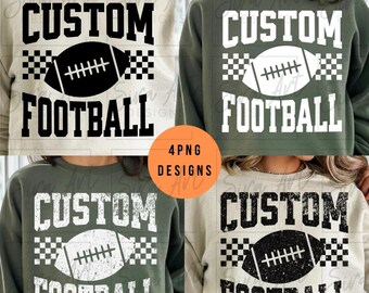 Custom Football PNG, Distressed Sports Design, Personalized Name Team Mascot Sublimation
