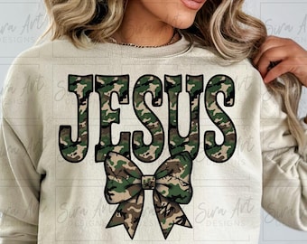 Lazo de camuflaje Jesús Coquette PNG, diseño de cinta de camuflaje, sublimación de versículos bíblicos cristianos