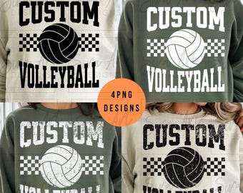 Custom Volleyball PNG, Distressed Sports Design, Personalized Name Team Mascot Sublimation