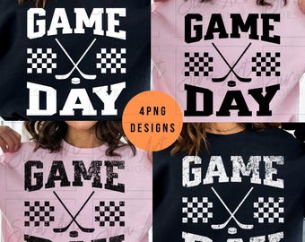 Hockey Game Day PNG Bundle, Distressed Shirt Sublimation, Wintersport Design