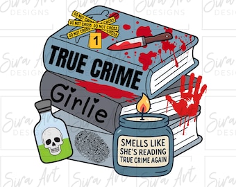True Crime Girlie PNG, Murder Mystery Sticker Design (Digital Download)