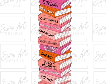 Book Tropes PNG, Bookish Spicy Romance Reader Clipart, Bookstack Smut Romantasy Design
