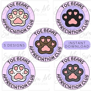 Lustige Katze Aufkleber Design: Toe Bean Club PNG Bundle (Digitaler Download