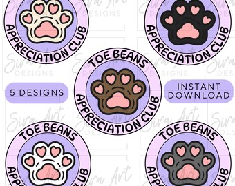 Toe Beans Appreciation Club PNG Bundle, lustiger Katzenliebhaber Design