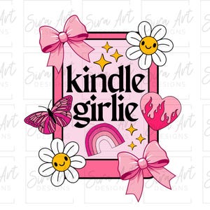 Kindle Girlie PNG : liseuse tendance, design livresque (téléchargement numérique)
