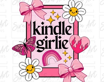 Kindle Girlie PNG, Trendy Ereader Clipart, Pink Bookish Design, Reading Books Sublimation