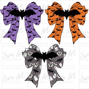 Halloween Bows Bundle, Bat Coquette Bow Png, Bat Ribbon Png, Spooky Season Png, Fall png, Girly png, Halloween Bow Set, Sublimation Designs