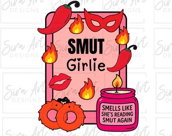 Smut Kindle Girlie PNG, Spicy Books Reader Design, Smut Romance Bookish Clipart
