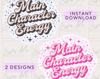 Main Character Energy PNG: Retro Book Lover Design (Digital Download)