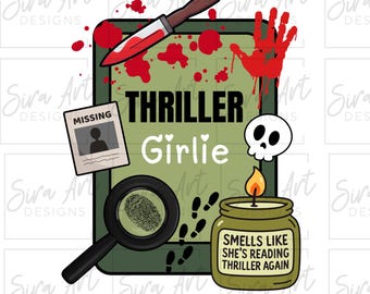 Thriller Girlie Kindle Girlie PNG: Murder Mystery True Crime Horror Detective Reader