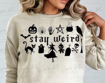 Stay Weird Witch PNG, Gothic Witchy Halloween Clipart (Digital Download)