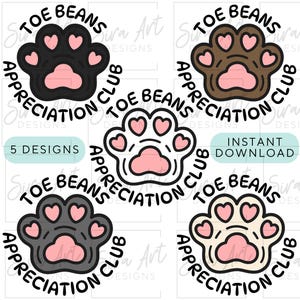 Lustige Katze Sublimation PNG: Toe Beans Appreciation Club (Digitaler Download)