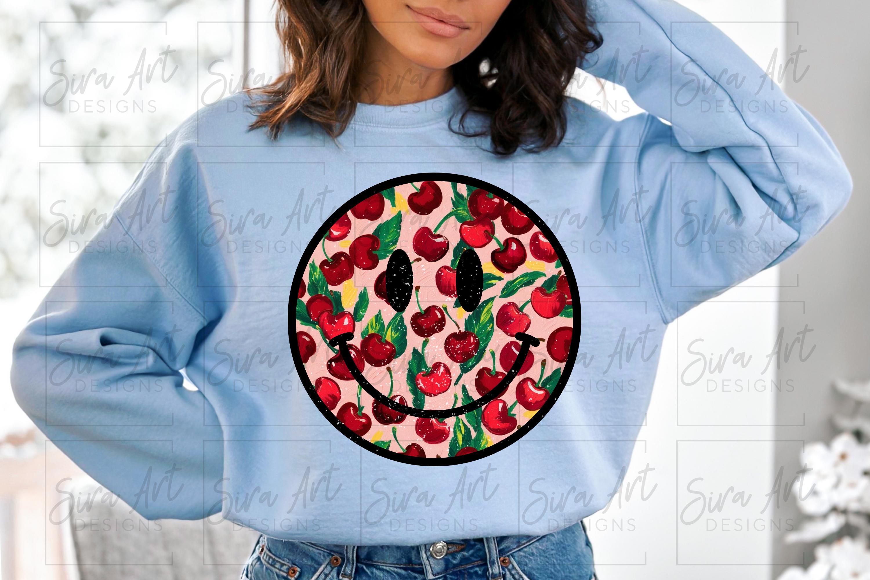 Retro Berry Smile Face PNG Bundle, Happy Smiley Faces Distressed ...