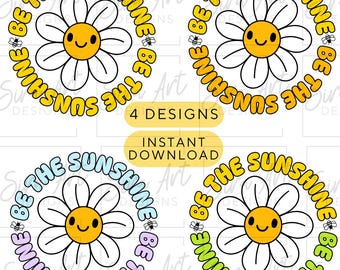 Paquete PNG "Sé el sol", imágenes prediseñadas de pegatinas de salud mental, diseño de cita positiva de margaritas