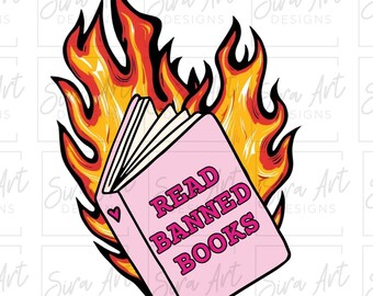 Read Banned Books Png, Spicy Romance Book Reader Clipart, Book Lover Design