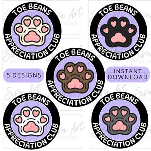 Toe Beans Wertschätzung Club Png, Toe Bean Club Png, Katzenaufkleber Design, Katzenliebhaber Png, Crazy Cat Lady, süßes Katzen Bundle Set Digitaler Download