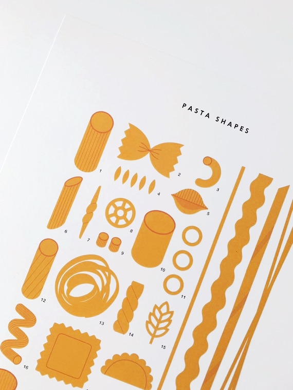 A3 Pasta Shapes Print - Etsy UK