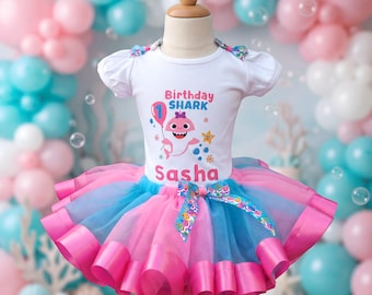 Shark Custom Outfit, Pink and Blue Tutu Set