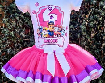 Paw-Tastic tutuset: roze tule, paars lint