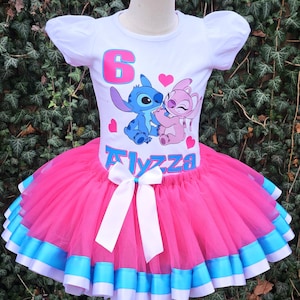 Blue and Pink Alien Tutu Set:Stitch and Angel Inspired