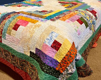 Pink No Blue! Scrappy Log Cabin Quilt - Etsy