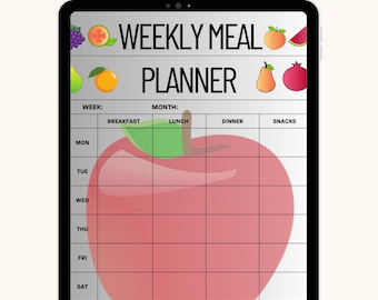 Weekly Meal Planner, Digital Meal Prep Organizer, Editable & Printable PDF for Healthy Living, Instant Download