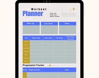 Digital Workout Planner, Printable Fitness Tracker, Weekly Exercise Log, Home Gym Progress Chart, Wellness Journal PDF, Instant Download