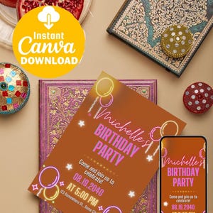 Editable Canva Invitation, Custom Printable Party Invite Template, Birthday Invite, Digital Birthday Girl Canva Edit