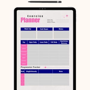 Exercise Planner, Printable Workout Tracker & Fitness Journal, Digital Health Organizer, Goal-Setting Template PDF, Instant Download