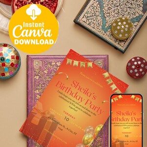 Editable Canva Invitation, Custom Printable Party Invite Template, Birthday Invite, Digital Birthday Girl Canva Edit