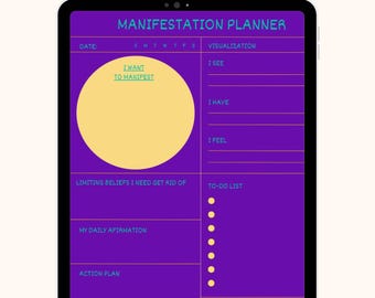 Manifestation Planner, Digital Gratitude & Vision Board Journal, Law of Attraction Goal-Setting Tool, Instant Download