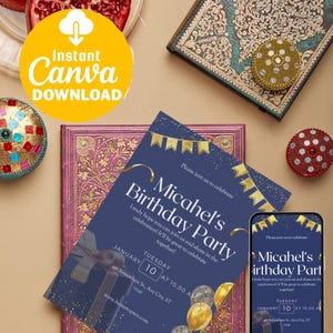 Editable Canva Invitation, Custom Printable Party Invite Template, Birthday Invite, Digital Birthday Girl Canva Edit