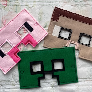 Handmade Block Head character felt face masks