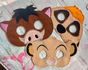 Handmade African Animal Lion King felt face masks