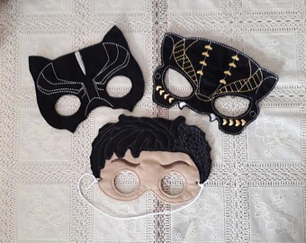 Handmade Black Panther themed character felt face mask
