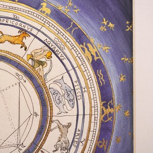 Violet : carte du monde personnalisée, imprimée et finie à la main avec de la feuille d'or